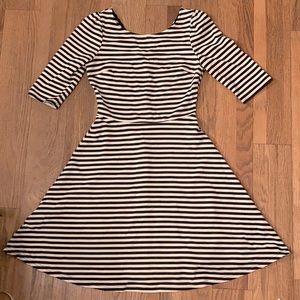 Striped back-v dress